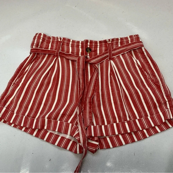 American Eagle Shorts Woman 6  Linen Blend Paper Bag Belted Pockets - Picture 5 of 11